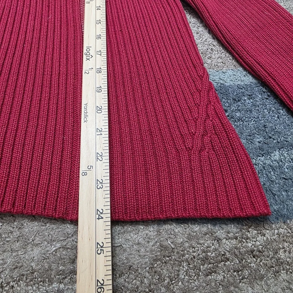 Ralph Lauren Women’s Red Ribbed Full Zip Mock Neck Knit Sweater Size M